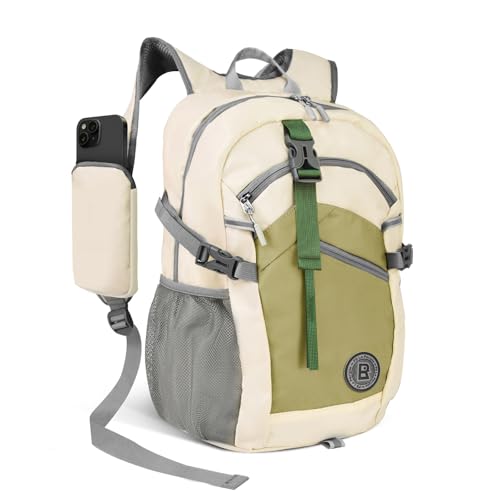 PS Le Periple Small Hiking Backpack, 20L Lightweight Travel Backpack with Phone Pocket, Hiking Daypack for Women Men,Beige
