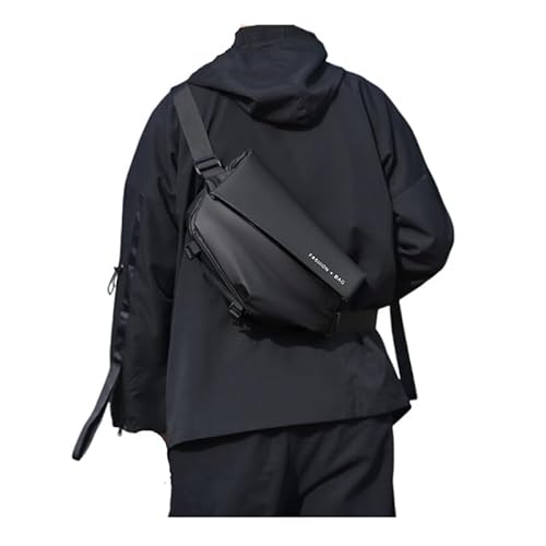 Crossbody Bag for Men, Leather Backpack Sling Bag Hiking Daypack Shoulder Strap Bag Casual Chest Bag for Travel 2025 (Black)